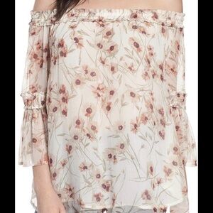 Lucky Brand Cream Floral Off-Shoulder Blouse